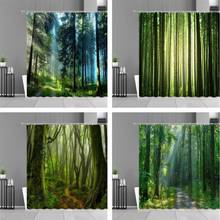 Modern 3D Printing Forest Shower Curtains Green Plant Tree Landscape Curtain With Hooks For Bathroom Waterproof Polyester Fabric 2024 - buy cheap