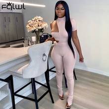 FQLWL Sexy Bodycon Pink Black Green One Shoulder Jumpsuit Women One Piece Outfit Ribbed Elastic Sleeveless Ladies Romper Female 2024 - buy cheap