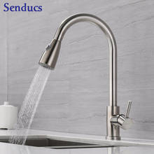 Stainless Steel Kitchen Faucet Senducs Quality Brushed Kitchen Mixer Tap Pull Out Brass Kitchen Sink Faucet Large Washing Faucet 2024 - buy cheap