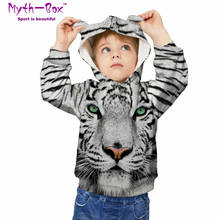 Sudaderas con capucha para niño y niña, suéter con estampado 3D de Tigre, Tops holgados para niño de 5 a 12 años, Otoño e Invierno 2024 - compra barato