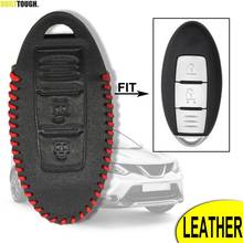 Funda de cuero para llave de coche, accesorio para Nissan x-trail Rogue Tiida Pulsar Versa Juke Cube Leaf, 3 botones 2024 - compra barato