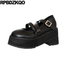 Plataforma grossa japonesa bonito feminino casual dedo do pé redondo 2021 outono doce lolita sapatos cinta bombas baratas preto salto alto kawaii 2024 - compre barato