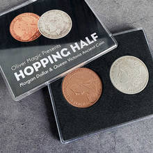 Hopping Half (Morgan Dollar and Queen Victoria Ancient Coin) by Oliver Magic Close up Magic Tricks Magic Props Magician Gimmick 2024 - buy cheap