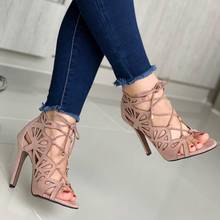 New Women High Heels Sandals Sexy Hollow Lace-Up Cross-Tied Females Summer Fashion Sandals Peep Toe Party Shoes Pumps Women 2024 - buy cheap