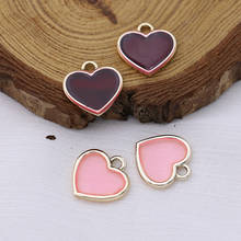 10 pçs esmalte rosa coração charme pingente jóias fazendo pulseira colar diy brincos acessórios artesanato 2024 - compre barato