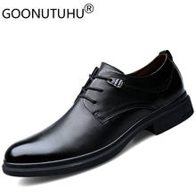 Zapatos de piel auténtica estilo Derby para hombre, calzado clásico con cordones, elegante, Formal, para fiesta y oficina, talla 37-46, 2021 2024 - compra barato