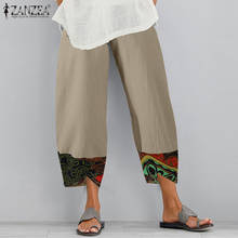 ZANZEA-Pantalones con estampado Floral para mujer, pantalón de pierna ancha, estilo bohemio Vintage, informal, con cintura elástica, de algodón, con nabo 2024 - compra barato