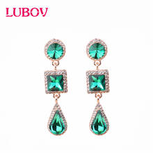 LUBOV Luxury Crystal Water Drops Dangle Earrings Gold Color Metal Crystal Drop Earrings Fashion Women Jewelry Christmas Gift 2024 - buy cheap