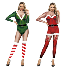 Mono con estampado de Santa Claus para mujer, traje Sexy para fiesta, ropa de Cosplay de Navidad, 2019 2024 - compra barato