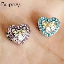 Buipoey 2pcs brillante mariposa encantos de Color plata con cuentas pulsera de Pandora brazalete original las mujeres las niñas collar Accesorios 2024 - compra barato