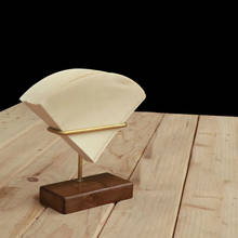 Suporte de papel para filtro de papel v60, suporte de madeira e latão para filtro de café com suporte, rack de exibição feito à mão 2024 - compre barato