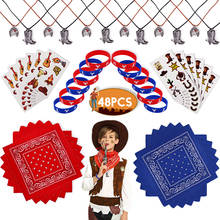 Conjunto de lembrancinhas de vaqueiro, 48 unidades, estilo cowboy, adesivos, pingentes, bracelete, lembranças para festa infantil 2024 - compre barato