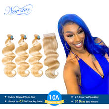Star Hair-extensiones de pelo ondulado brasileño, cabello humano Remy con cierre de 100%, extensión de y cierre A 4x4, 613 2024 - compra barato