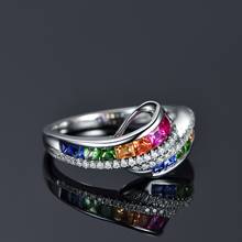 Women's CZ Gold Crown rainbow Zircon Rings Geometry wedding Engagement Ring for party gift charm Jewelry 2024 - buy cheap