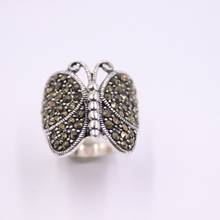 New Pure 925 Sterling Silver Ring Width 19mm Marcasite Pattern Butterfly For Woman US Size 5-10 2024 - buy cheap