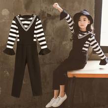 Kids Girls Clothes Sets Autumn Winter Top Rompers Pants Teenager 2 Pieces Suits Stripe Children Clothing Set 6 7 8 9 10 11 Years 2024 - buy cheap
