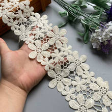Cinta de algodón con bordado de flores y perlas, tela de cordón hecha a mano, para vestido de boda, DIY, gran oferta, 11cm, 2 yardas 2024 - compra barato
