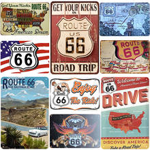 US Route 66 Road Map Sign Retro Shabby Metal Tin Sign Plaques Motor Car Garage Wall Decor Iron Plate Plaques Art Poster 20x30cm 2024 - buy cheap