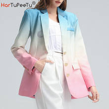 Spring Summer Office Lady Blazer Coat Plus Size Loose Jacket Women Gradient Embroidery Moon Decorate OL Business Work Outwear 2024 - buy cheap