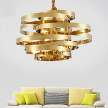 Luces LED colgantes modernas, lámpara colgante de Ambiente de Tornado Circular dorada de acero inoxidable, de lujo para comedor 2024 - compra barato