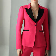 Fuchsia Peak Lapel  Women Pantsuits Work Pant Suits  2 Piece Sets Women Blazer(Jacket+Pant Suit)For Women Set Party 2024 - buy cheap