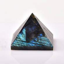 Natural Labrador Feldspar Crystal Pyramid Stone Fengshui Ornaments 2024 - buy cheap