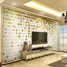 beibehang Custom wallpaper 3d luxury golden diamond metal mosaic mural 3d European style living room bedroom TV background wall 2024 - buy cheap