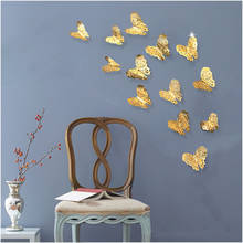 12 шт 3D полые бабочки настенные Стикеры для домашнего декора DIY бабочки наклейки для украшения комнаты вечерние свадебные украшения 2024 - купить недорого