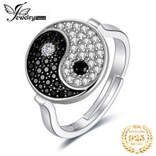 JewelryPalace Tai Chi Yin Yang 925 Sterling Silver Adjustable Ring Unique Genuine Black Spinel Statement Open Rings for Women 2024 - buy cheap