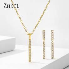 Zakol conjunto de joias femininas com pingente pequeno, cores douradas, de zircônio cúbico simples e presente para festas 2024 - compre barato