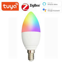 Bombilla Led inteligente Tuya Zigbee 3,0 E14, 5W, RGBCW, lámpara regulable, compatible con Smart Life, Alexa, Google Home, Smartthings 2024 - compra barato