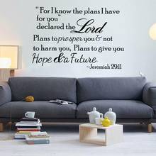 Bible Verse Wall Decals Quotes Jeremiah 29：11 Bible Vinyl Wall Stickers Scripture Art Home Room Decoration Removable Mural Z710 2024 - buy cheap