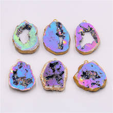 Colorful natural quartz agates druzy necklace pendant natural purple stone  pendants women fashion stone jewelry quartz gifts 2024 - buy cheap