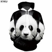 KYKU, брендовые 3D свитшоты с пандой, мужские худи с животными, аниме, забавная Толстовка с принтом, черно-белая толстовка с 3d принтом 2024 - купить недорого