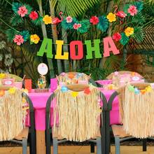 HUIRAN-pancarta de feliz cumpleaños Aloha Pull Flag, decoración para fiesta de hawaii, decoraciones para fiesta de primer cumpleaños, pancarta hawaiana tropical para niños 2024 - compra barato