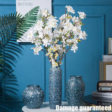 Винтажная старинная синяя керамическая ваза, домашняя мебель, Европейский цветочный горшок, классическое цветочное украшение 2024 - купить недорого