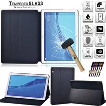 For Huawei MediaPad T5 10 10.1 Inch Leather Stand Cover Case High Quality Anti-fall Flip Tablet Case + Tablet Tempered Glass 2024 - buy cheap