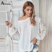 Aimsnug Patchwork Sweaters Women Clothing Flower Print O Neck Loose 2020 Casual Autumn New Female knitting Sweater Pullovers 2024 - buy cheap