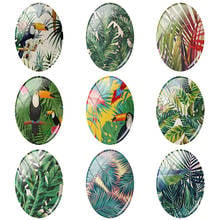 TAFREE Shrubwood Tree Leaf Parrot Photo Oval 18x25 mm s Glass Cabochon Flat Back Green planting Jewelry Making Findings A590 2024 - buy cheap