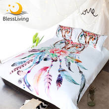 Blessliving Bedding Set Buffalo Skull with Feathers Bed Cover Dreamcatcher Southwestern Bohemia Chic Colorful Tribal Duvet Cover 2024 - buy cheap