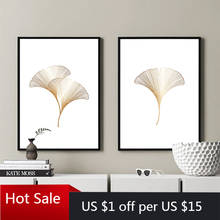 Nordic Ginkgo Gold Leaves Plant Wall Art Canvas Painting Botanical Print Wall Decor Picture kitchen Posters Aesthetic Room Decor 2024 - buy cheap