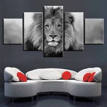 Black and White Poster 5 Pieces Animal Lion Canvas Painting Modular Hd Prints Wall Art Pictures for Living Room Home Decor 2024 - buy cheap
