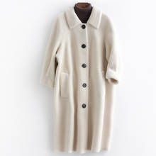 Wnter-abrigo de piel auténtica para mujer, chaqueta de lana de manga larga, esquiladora de ovejas, LX2558, 2020 2024 - compra barato