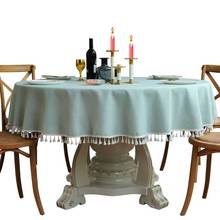 Round Linen Tassel Tablecloths Solid Color Wedding Banquet/Party/Coffee/Tea Table Cloth/Cover Overlay Home Decoration 2024 - buy cheap