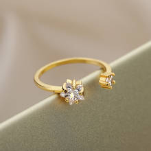 Anéis minimalistas requintados de zircônia com estrela dourada abertura para mulher moda de luxo festa de casamento presente joias bff 2024 - compre barato