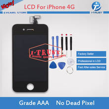 Grau a + + + sem pixel morto para iphone 4 black display lcd com substituição do digitalizador de tela de toque e tampa do quadro, ferramentas frete grátis 2024 - compre barato