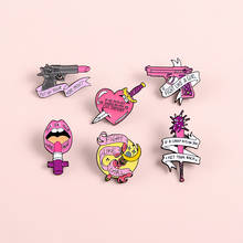 Pink cute cartoon lipstick badge feminism grab lip collar pin 2024 - buy cheap