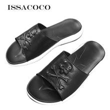 ISSACOCO Slippers Men Sandals Shoes Men's Flip-flops Indoor Home Rubber Slippers Fashion Leather Beach Slippers Summer Sandals 2024 - buy cheap