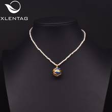 Xlentag Natural Pearl Cloisonne Style Necklace Handmade Female Gift  Exquisite Luxury Necklace Chain Anniversary Jewelry Gn0239 2024 - buy cheap