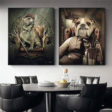 Fantasia de cão de bilhar, poster artístico moderno para sentar, com tacos de bilhar, imagem da parede, decoração para casa, pintura de tela para sala de estar 2024 - compre barato